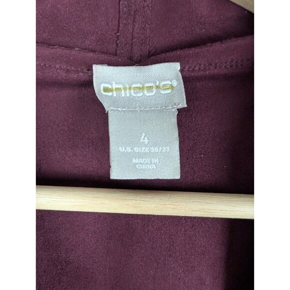 Chico's Faux Suede Overcoat Jacket Burgundy Size 20 / 22 - Picture 4 of 8